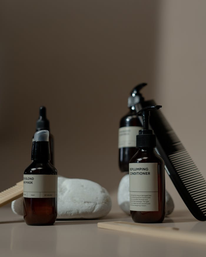 Brown Bottles with White Label